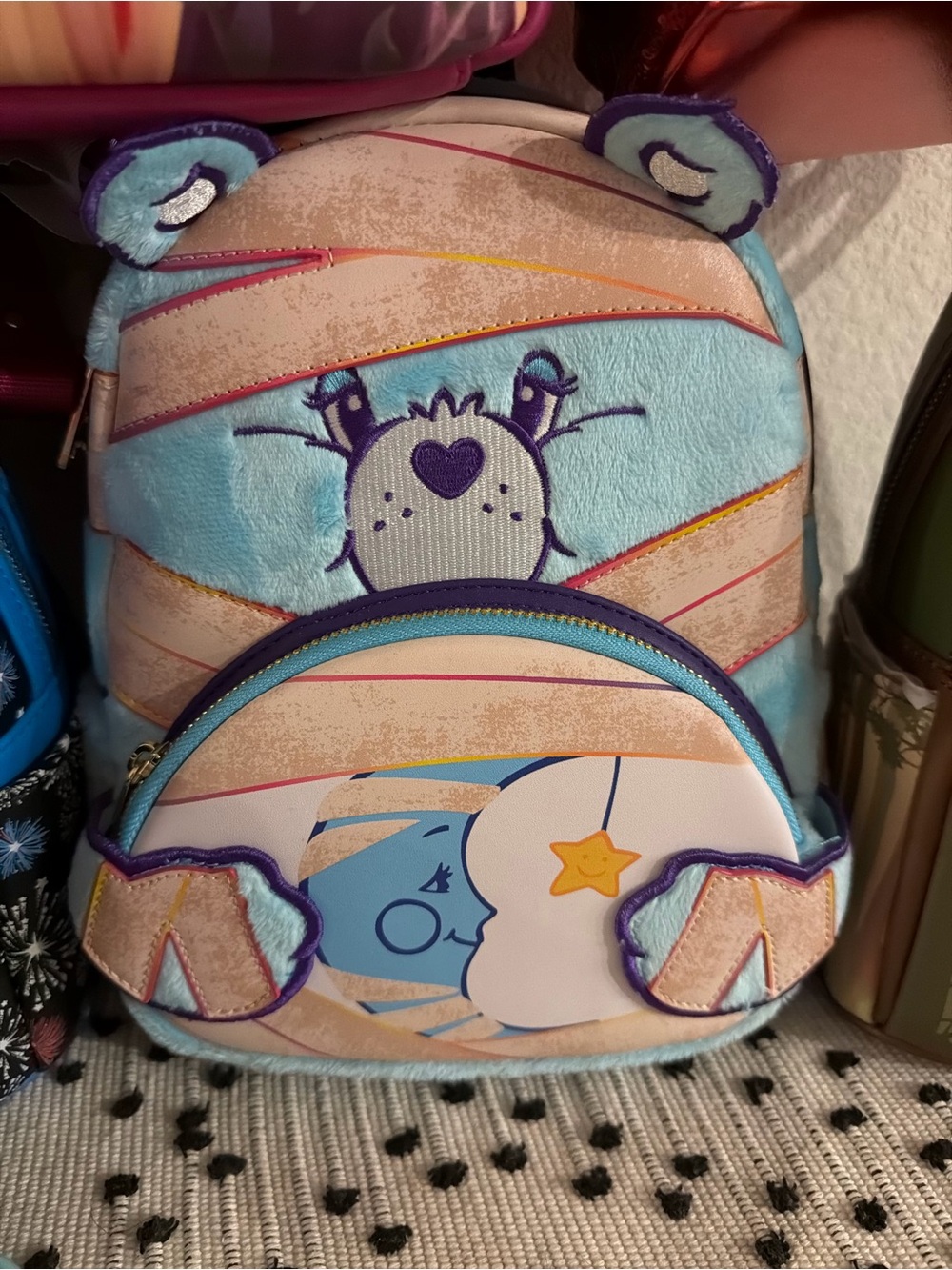 Loungefly Light Blue Plush Character Backpack with Moon Pocket